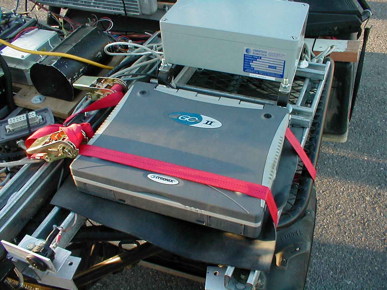 A few teams used hardened laptops for vehicle control. SciAutonics'
                  Rascal used an Itronix GoBook.